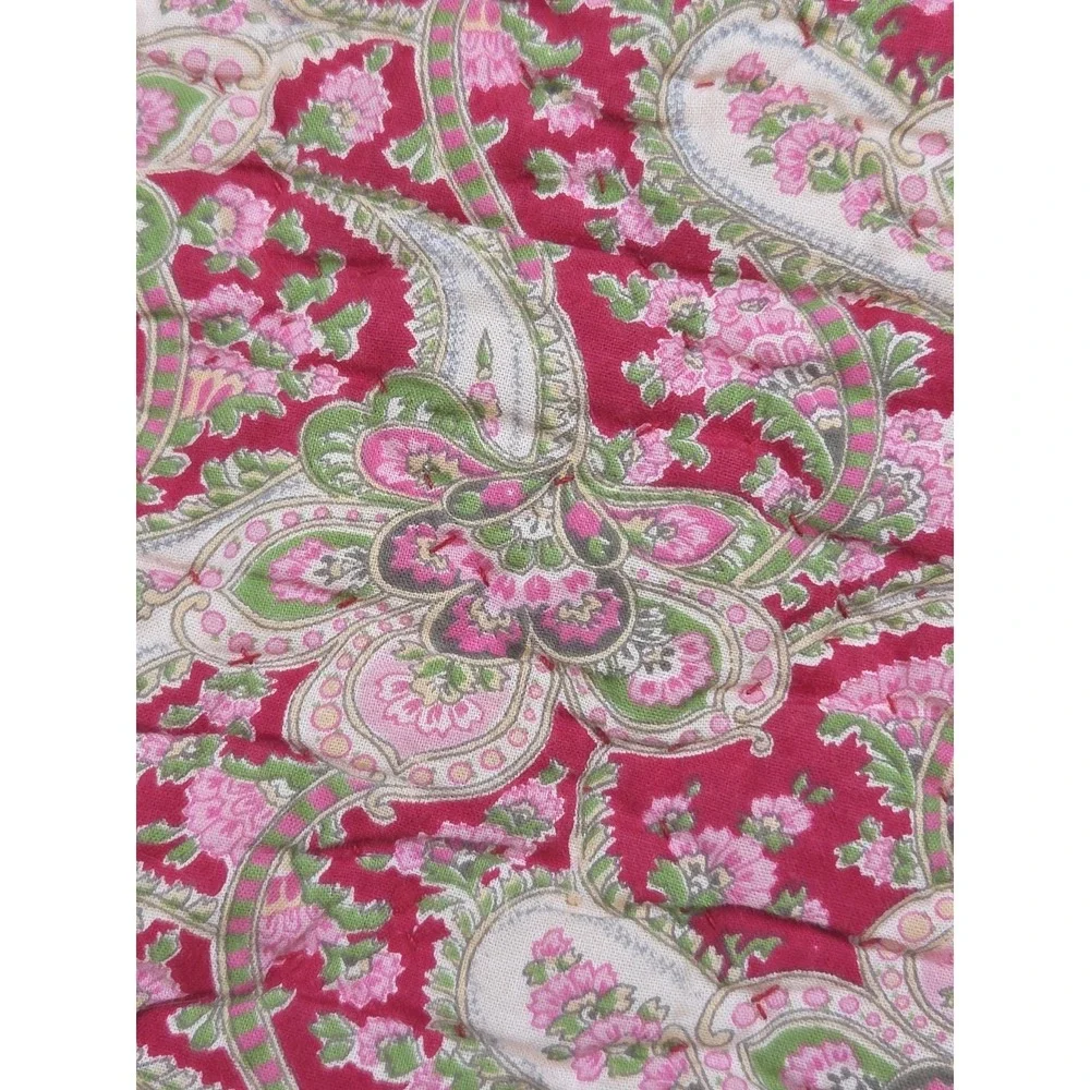 2 Pottery Barn Georgia Quilted Paisley Pillow Shams‎ Pink Red Standard
